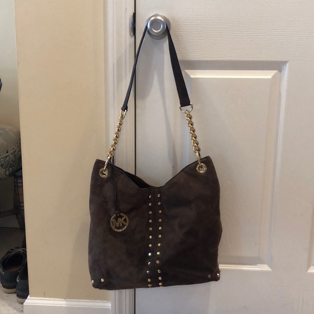 Michael Kors Gold Studded Suede tote